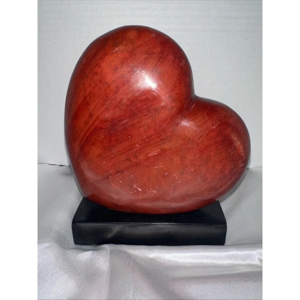 Red Alabaster Heart Bookend Valentine's Statue Figurine Pier 1 B10